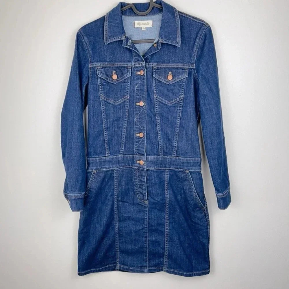 Madewell Front Button Closure Pullover Denim Dress - image 3